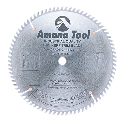 Amana Tool - TB10801 Carbide Tipped Thin Kerf Trim 10" Dia x 80T Tcg, 10 Deg, 5/8 Bore