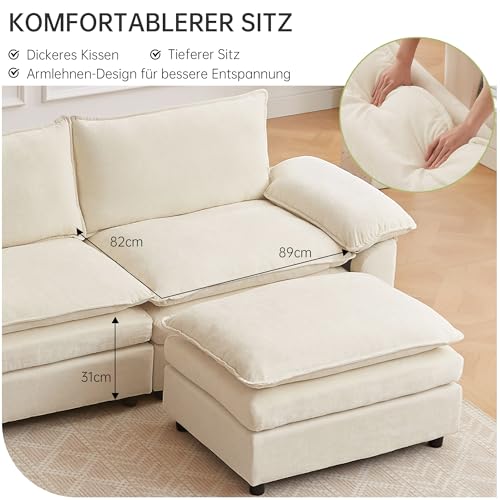 JIEXI Ecksofa Mit Schlaffunktion, Sofas Und Couchs, Modulares Ecksofa, Wohnlandschaft U Form, L Form Eckcouch, Für Couch Wohnzimmer Schlafzimmer Büro Wohnung, Chenille-Stoff 288 x 132 cm – Bild 5