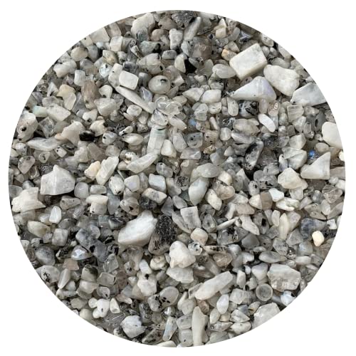Image of GAF TREASURES 2 oz Lot Natural Semi Tumbled Gemstone Chips, Crushed Mini Crystals, Undrilled Crystal Chips (Rainbow Moonstone)