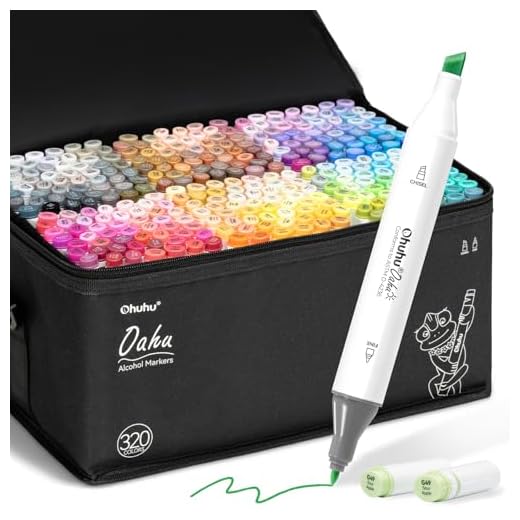 Ohuhu Alcohol Markers 320 Colors - Chisel & Fine Double Tipped Art Markers for Kids Artists Adults Coloring Drawing Sketching Illustration - 1 Alcohol-based Blender - The Largest Set of Oahu Series
