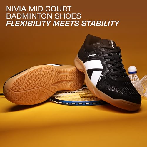 Image of Nivia Mid Court Badminton Shoes for Men, Flexipro Sole Technology & Dual-Layer Foam Cushioning, Designed for Badminton, Volleyball, Squash, Table Tennis, Pickleball