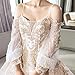 Vestido de novia Champagne Manga Larga Cola Larga Corte Estilo sueño Vestido...