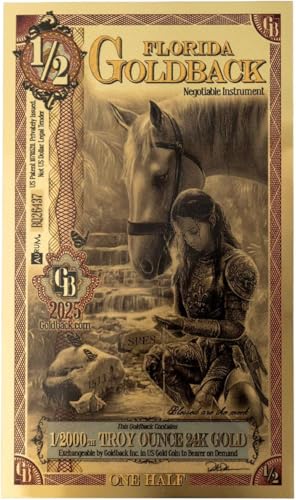 Florida Goldback Collectible Art Note - 24K Gold-Layered Novelty Design (1/2 Denomination)