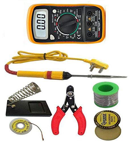 OSFT 7 in 1 Electric Soldering Iron Stand Tool Wire Stripper Kit 25 Watt Welding Stick Soldering Kit for Beginners with Unity Mas830 Backlight Digital Multimeter (B07PHYV9HK) Amazon Price History, Amazon Price Tracker
