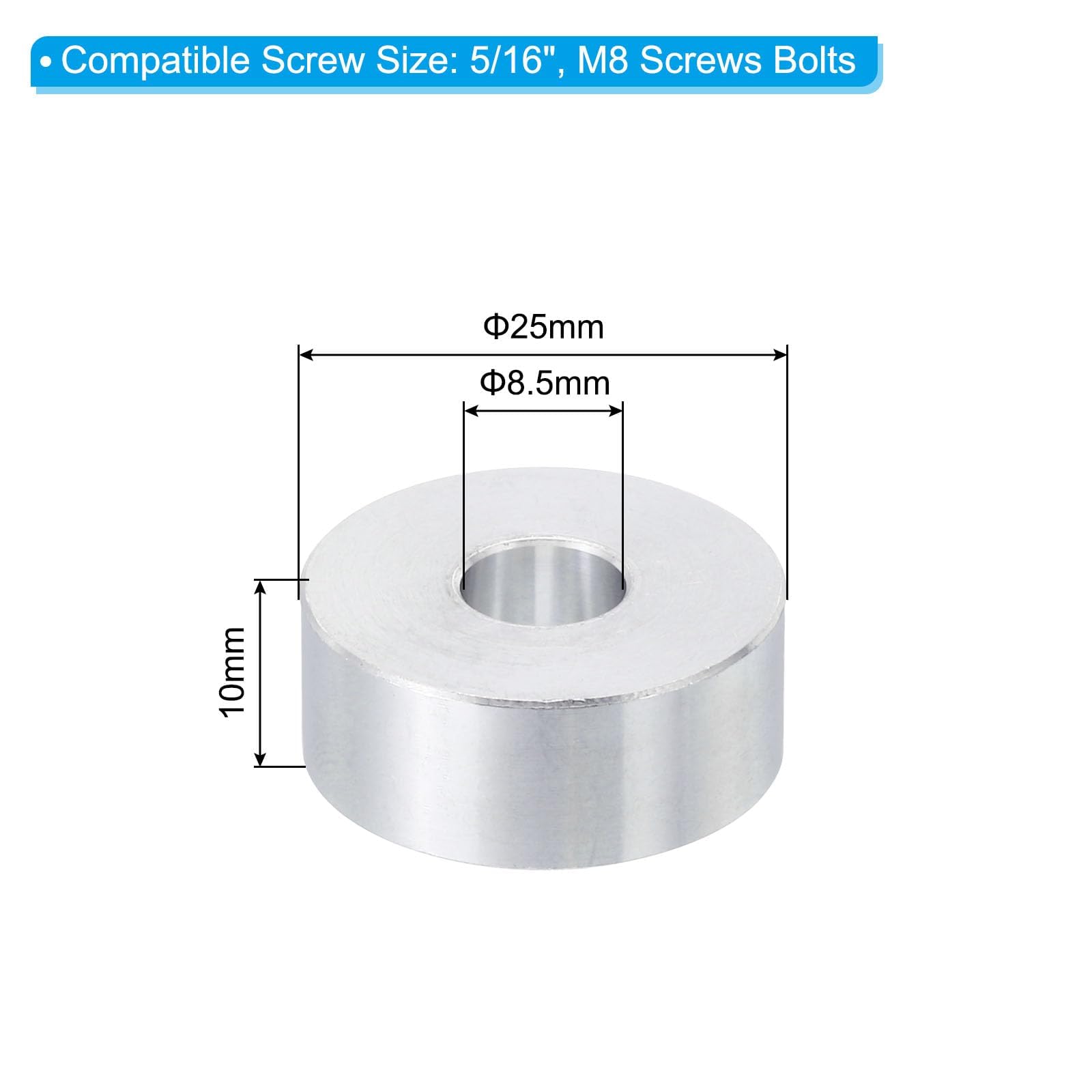TA-VIGOR 5Pcs M8 Aluminum Spacer - Image 2