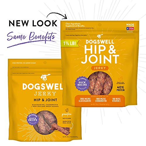 Dogswell Jerky Hip And Joint Dog Treats Grain Free Made In Usa Only, Glucosamine And Chondroitin, 20 Oz Duck #TOP2