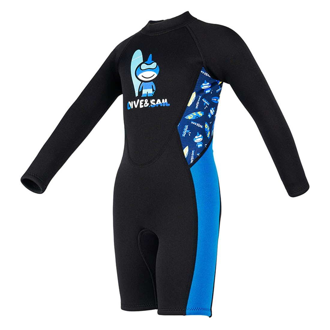JELEUON Kids Wetsuit Shorty for Boys Girls 2.5mm Neoprene Long Sleeve Shorty Diving Thermal Snorkeling Surfing Swimming Wetsuit Black