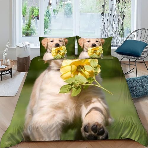 Housse de couette animaux imprimé 3D chiots taies d'oreiller lit King 220x240 - 3