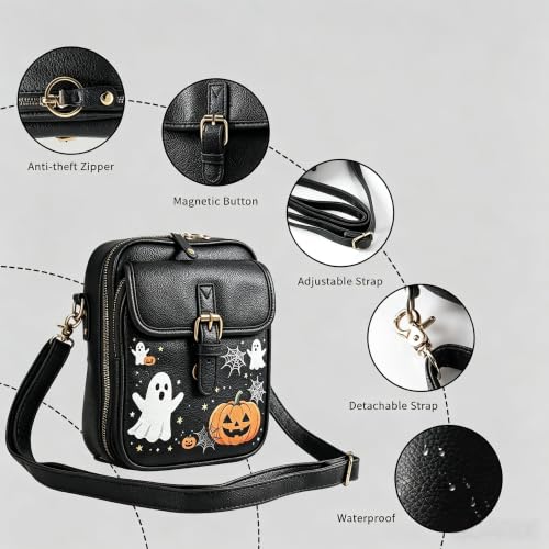 Image of Leather Crossbody Bag for Women,Anti-Theft Messenger Bag with Large Capacity,Built-in Purse Card Slots Shoulder Sling Bag
