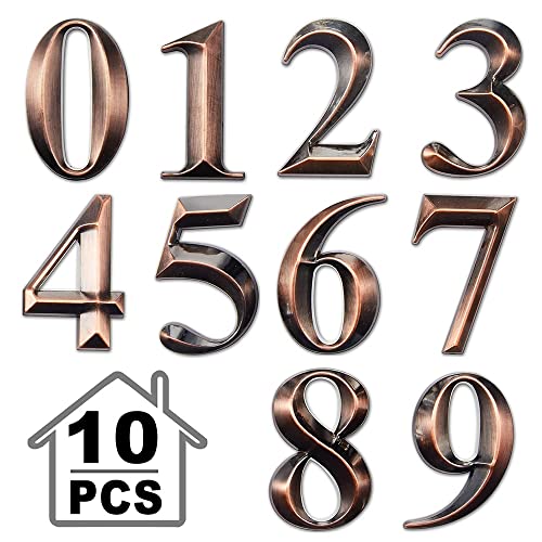 self adhesive mailbox numbers - Self-Adhesive 3 inch Mailbox Numbers 0-9 Street Address Door House Numbers Signs for Apartment,Office ,Residence,House Mailbox (Bronze,10 Pieces)