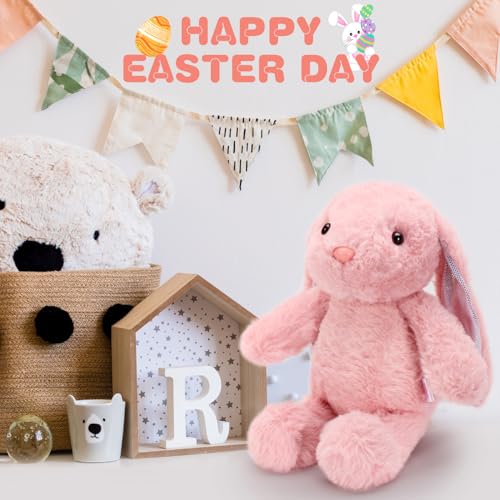 VANLINNY Easter Bunny Stuffed Animal, Pink Bunny Plush with Glitter Spot Long Ears, Huggable and Soft Rabbit Plush Toy, Easter Gifts for Kids, Xmas Birthday Gift for Boys, Girls and Toddlers by VANLINNY - Used condition - Image 4