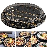 SHINROAD 10Pack Buffet Trays with Lids, Reusable Plastic Sandwich Platters Tray with Clear Lids, Serving Platters for Party Food Snack Cake Fruit (L)