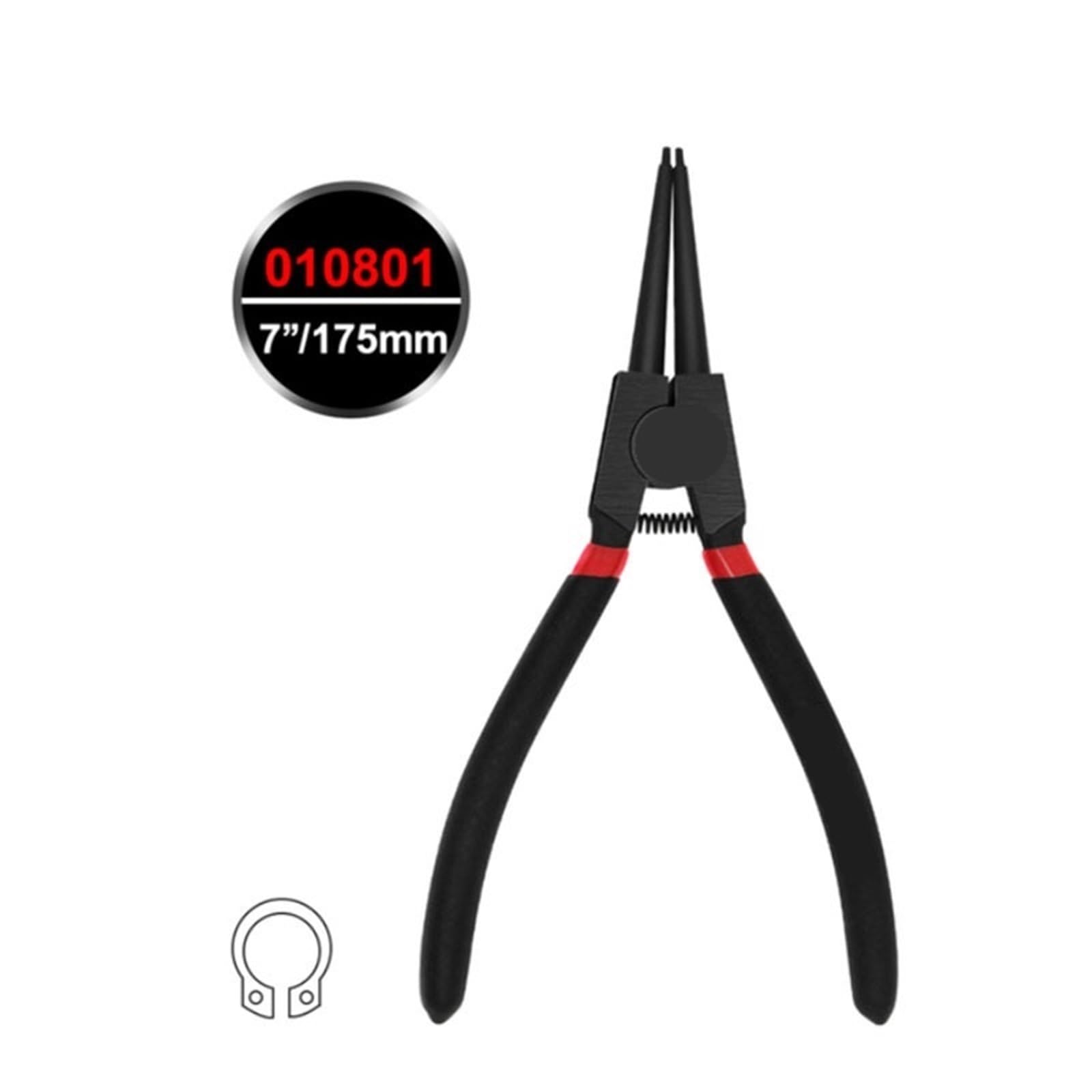 Kit de alicates Circlip alta resistencia 7 ", herramienta anillo presión multifuncional portátil con pico en ángulo recto exterior interior