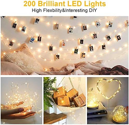 Solar String Lights, Ankway 200 LED Fairy Lights 8 Modes 3-Strands Copper Wire 72 ft Waterproof IP65 Solar String Lights Outdoor Indoor Patio Garden Christmas Decorative (Warm White)