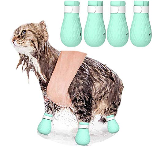 ASOCEA 4 Chaussures De Pied De Chat Anti-Rayures Grattage De Toilettage En Silicone Pour Animaux De Compagnie Chaussures De Pour Le Traitement De VéRification Du Rasage Du Bain à La Maison