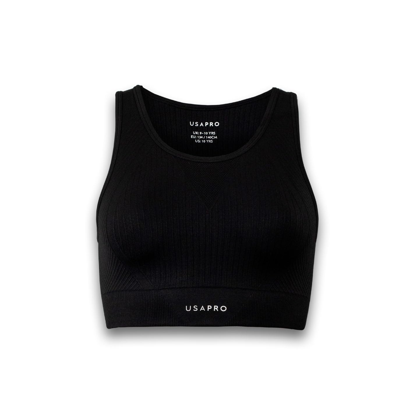 USA Pro Kids Junior Seamless Crop Top Black 11-12 Years