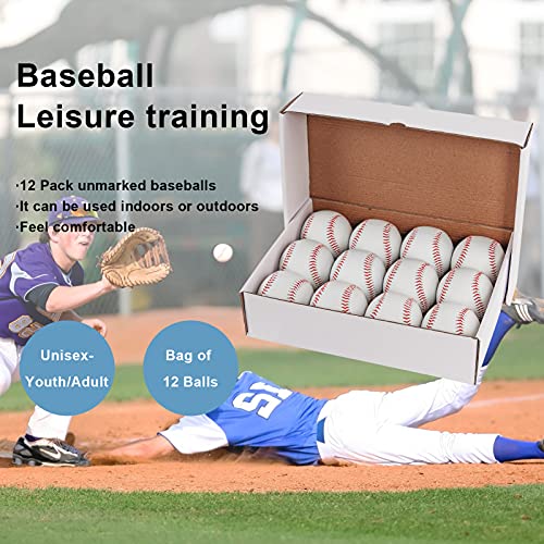 Gkk Leather Baseball 12 Ball Pack Official League Baseballs Competition Level Baseball Balls For Youth/Adult 9 Inch Practice Training Autographs Baseball(One Dozen) #TOP4