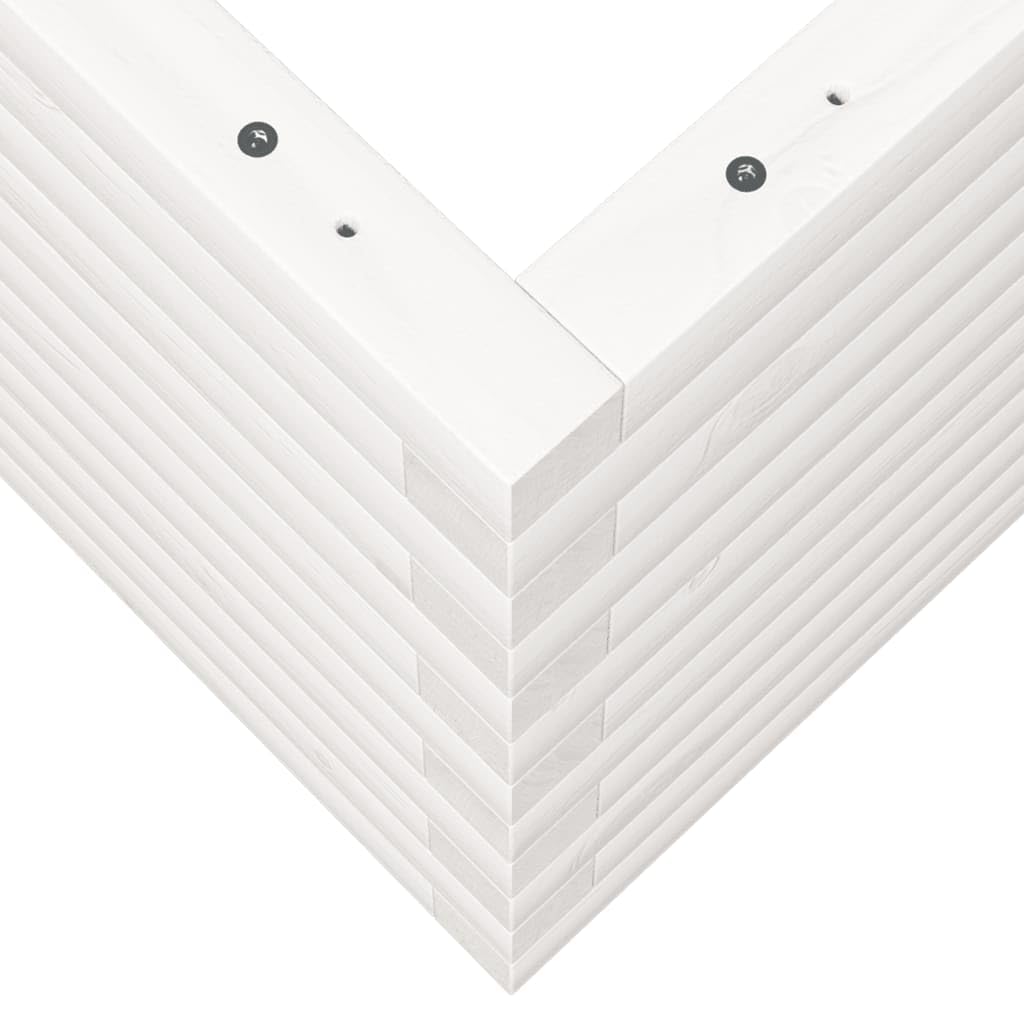 Macetero blanco de pino macizo, 90 x 60 x 45,5 cm, jardinera con suelo abierto para jardín, terraza, balcón, resistente a las heladas, almacenamiento de agua, protección visual, interior y