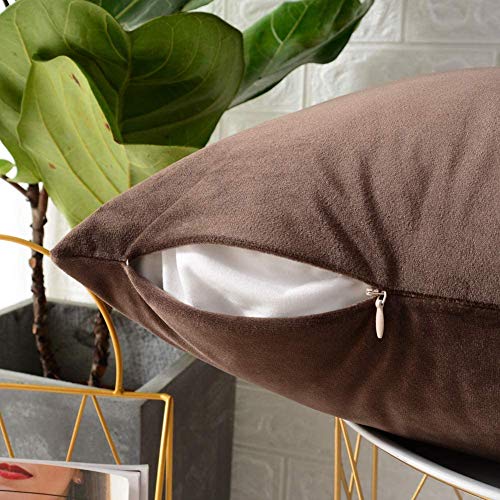 Image of Modern Homes (Pack of 2) Velvet Cushion Covers Plain Sofa Cushion Covers Pillow Covers for Living Room and Bedroom (16x16 inches, Dark Coffee)