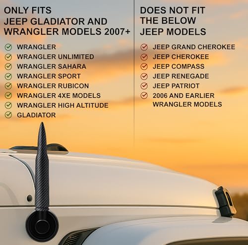Image of 50 Cal Badass Bullet Antenna Fits Jeep Wrangler JK & JL from (2007 for Jeep Wrangler & Gladiator Accessories - Car Wash Safe & Anti Thelf Design - Ditch The Whip & Upgrade Your Jeep
