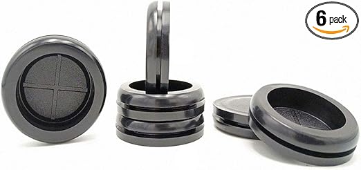 1-3/4 in Rubber Grommets for Wiring, 1-1/2 in ID Single-Sided Rubber Plugs for Round Holes, Firewall Grommet Automotive, Wires Cables Protection for Metal Electric Box, 6 Pcs 38x45 mm, Black