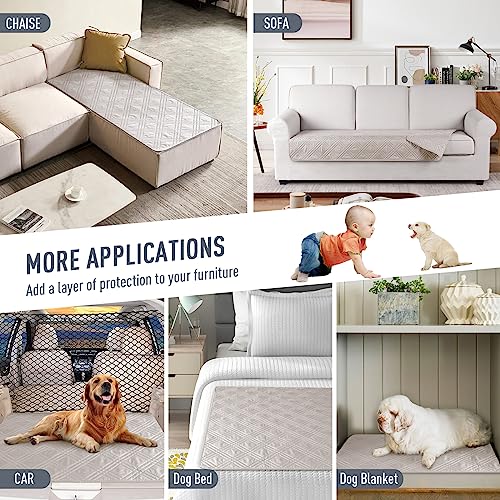 Image of TAOCOCO 100% Waterproof Sofa Cushion Cover Reversible Couch Seat Cover for Dogs Pets Couch Cover for Chaise Sectional Sofa U Shape Sofa Furniture Protector Sofa Slipcover (Cream)