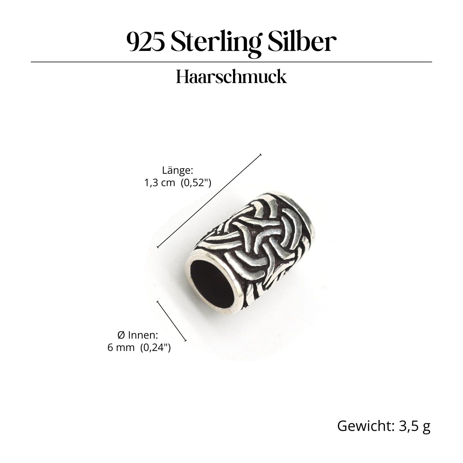Keltische Bartperle 925 Silber Bartschmuck Keltischerknoten Wikinger Haarschmuck Perle Herren Damen Haarperle Sterlingsilber Schmuck