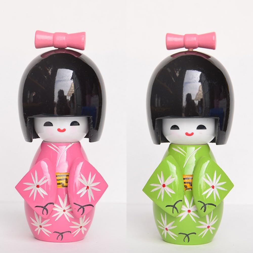 Kokeshi Dolls in Kimono – Wooden Pair