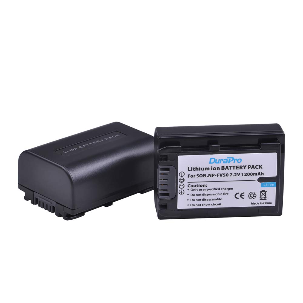DuraPro 2Pcs 1200mAh NP-FV50 NP-FV50 Akku + LCD USB Ladegerät für Sony NP-FV30 NP-FV40 Akkus; HDR-CX150E HDR-CX170 HDR-SR68 DCR-SR20E HDR-CX190 HDR-CX130 Handycams