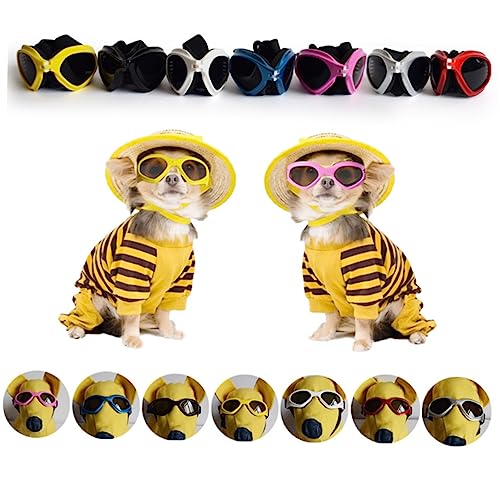 SUPVOX Pet Sunglasses Pink Dogs Cats Eye Protection Uv Blocking Adjustable Straps Stylish Dog Goggles for Comfort