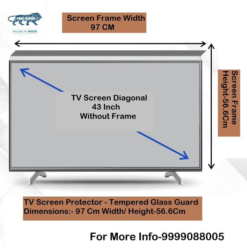 Image of SAVSOL 43 Inch TV Screen Protector - Tempered Glass Guard, Anti-Glare, LED LCD Crystal Clear 9H Surface Unbreakable,UV protection,Plasma,Hardness,Anti Glare,Scratch Resistant,Strong & Durable