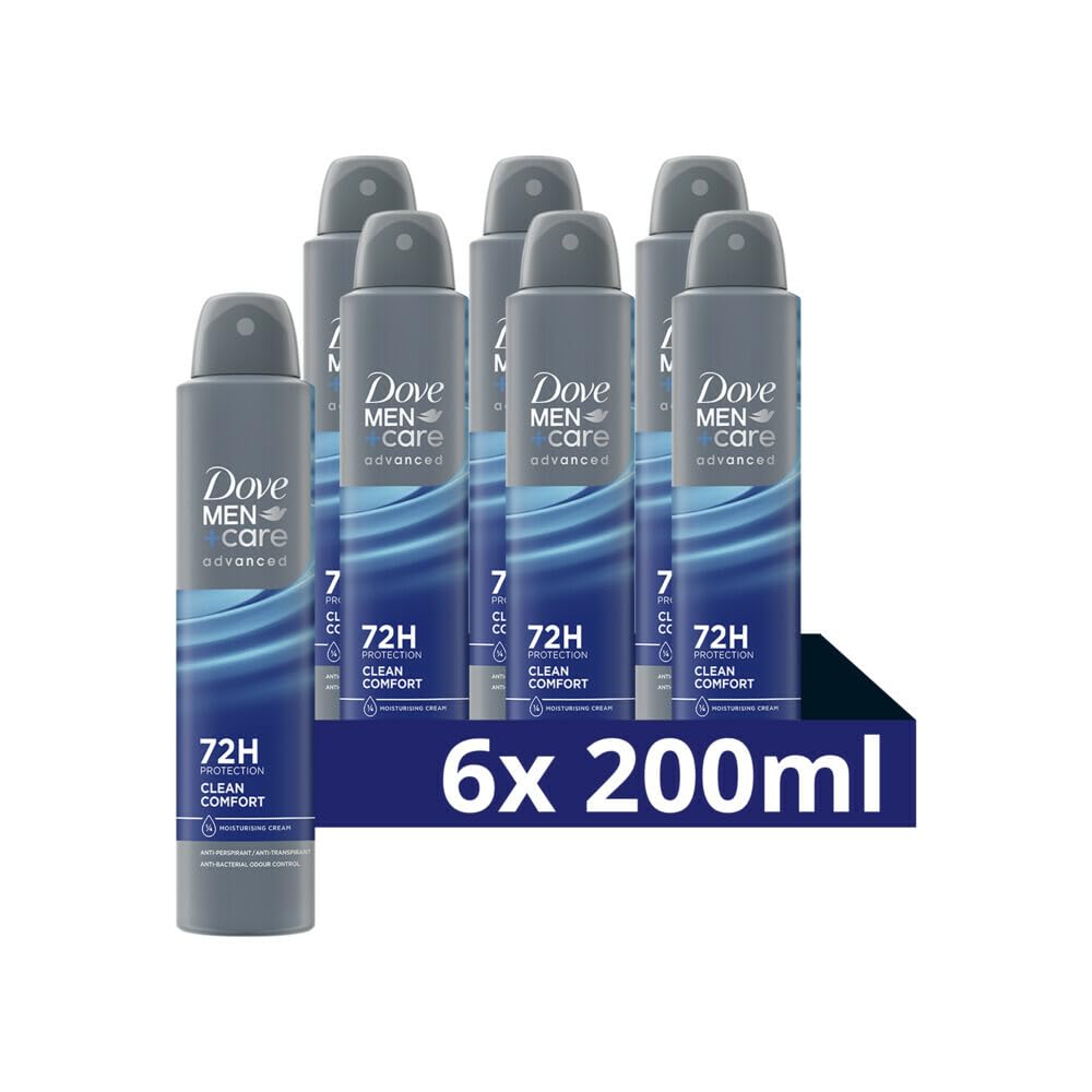 Dove Dove Men + Care, Deodorant für Herren, mit 1/4 Feuchtigkeitscreme, feuchtigkeitsspendende und hautfreundliche Formel, Schutz bis zu 72 Stunden, 6 Stück à 200 ml