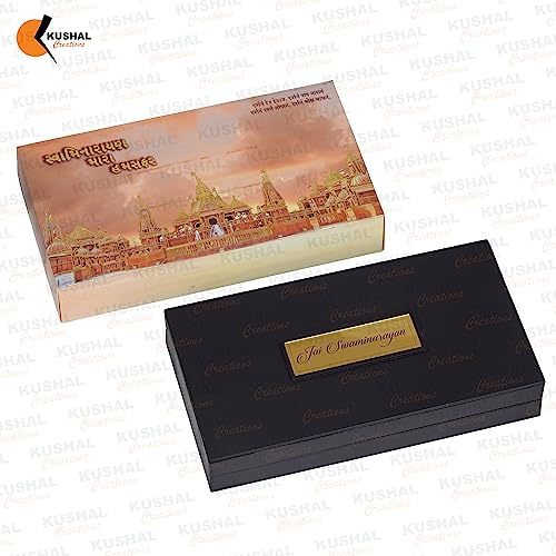 Image of 24K Gold Plated Religious Frame Rectangular Photo Frame Tabletop with Charan Paduka Return Gifts for Home Puja Office (SWAMI NARAYAN), 8.25 x 4.5 Inch