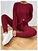 Floerns Women's Two Piece Outfit Tracksuit Rib Knit Long Sleeve T Shirt with Leggings Set Burgundy X-Small