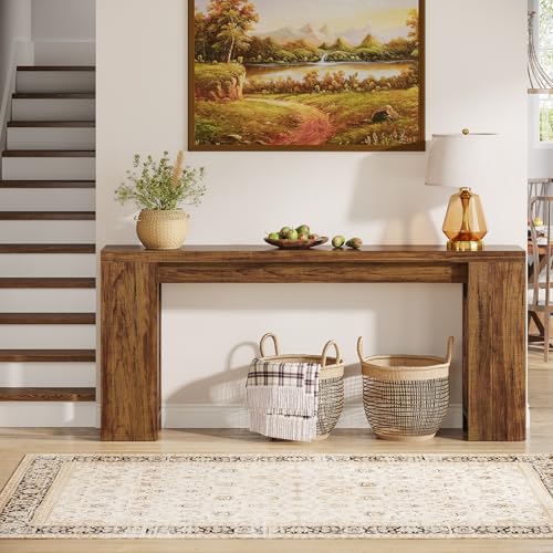 Image of Tribesigns 70.9-Inch Extra Long Console Table, Farmhouse Wood Sofa Table Behind Couch, Narrow Entryway Accent Table for Living Room, Hallway, Entrance, Foyer, Dark Brown