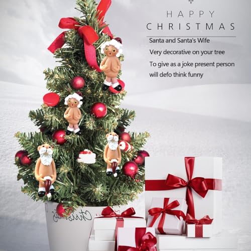 YOOYEH Christmas Naughty Santa Christmas Ornament Decorations 8CM Stocking Cap Santa Ornament Naked Santa Decorative Xmas Decor Ornaments Party Gifts (Large) - Image 4