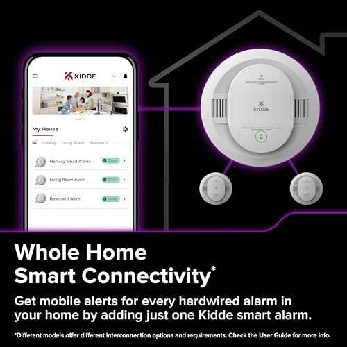 Image of Kidde Hardwired Kidde App Enabled Smart Smoke and Carbon Monoxide Detector, AA Battery Backup, Voice Alerts, Interconnected Alarm