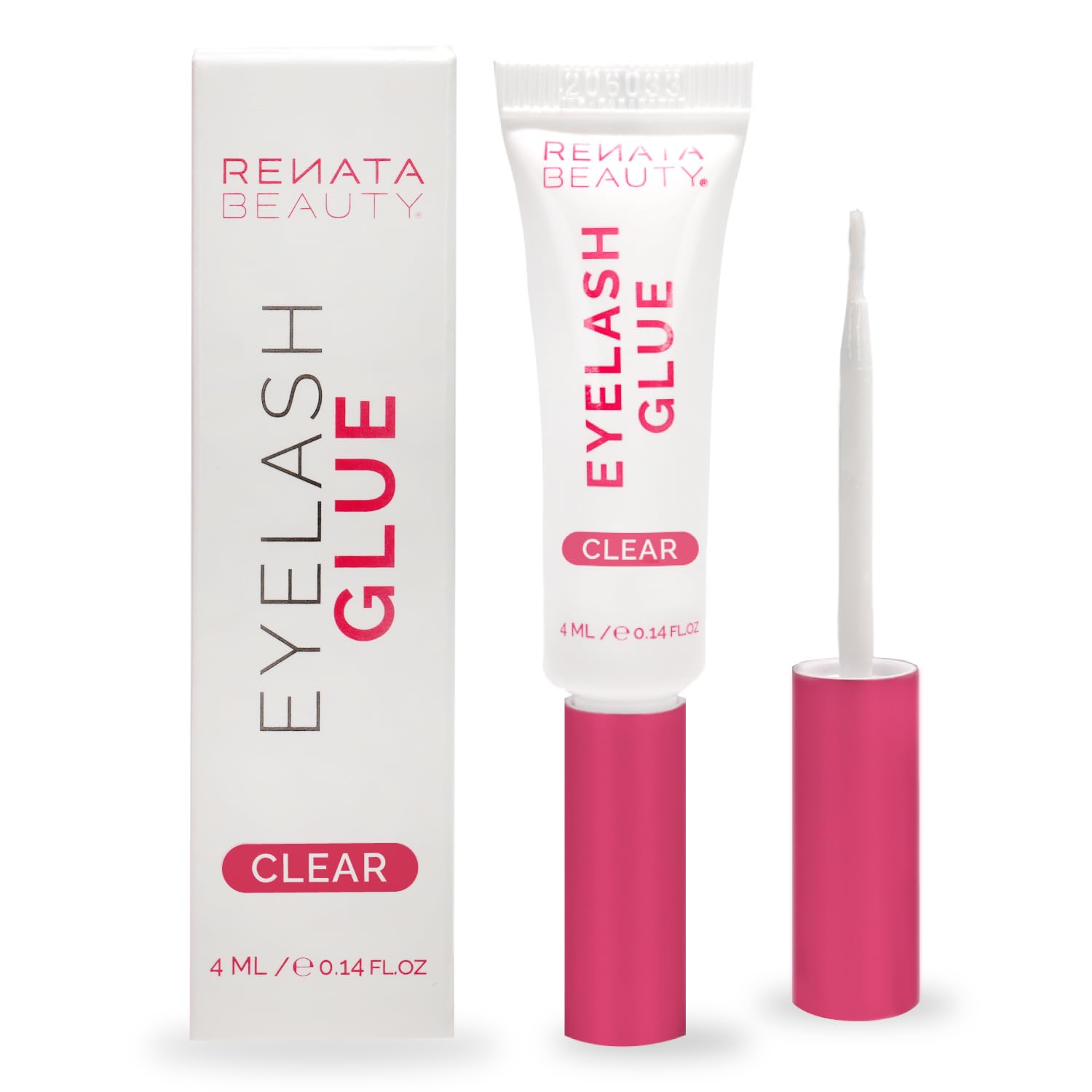 Renata Beauty Pegamento para Pestañas Postizas – Adhesivo Transparente de 24hs para Pestañas – Pegamento Waterpoof para Extensión de Pestañas Falsas – Tubo Flexible de Doble Función con Cepillo