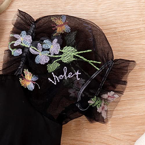 ODASDO Dresses for Baby Girls Birthday Party Newborn Princess Romper Flower Embroidery Short Sleeve Sundress with Headband4