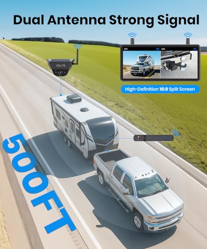 Image of AUTO-VOX 2 Solar Wireless Backup Camera System: 3-Min Quick Installation | 7.2 inch 1080P Monitor for Wider Rear & Trailer View, IP69K Waterproof Back Up Camera for Truck, RV, Camper, Horse /Boat Trailer