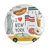 I Love New York Hot Dog Donuts America Texi décoratifs en porcelaine Assiette à dessert 20,3 cm dîner Maison Cadeau