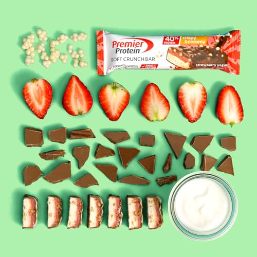 Premier Protein Soft Crunch Bar 40% Protein Strawberry Yogurt 12x40g - High Protein Low Sugar + Low Carbohydrate + Palm Oil Free - Image 5