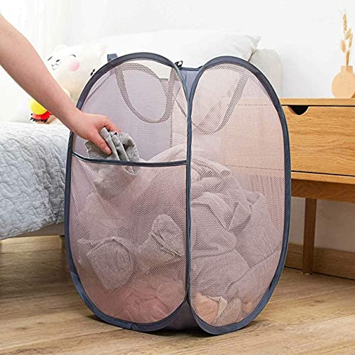 Image of Larpur Pack of 3 Pop up Laundry Hampers, Collapsible Laundry Baskets, Portable Mesh Clothes Hampers for Home Room, College Dorm, Apartment, Foldable Hamper with Carry Handles, Gray