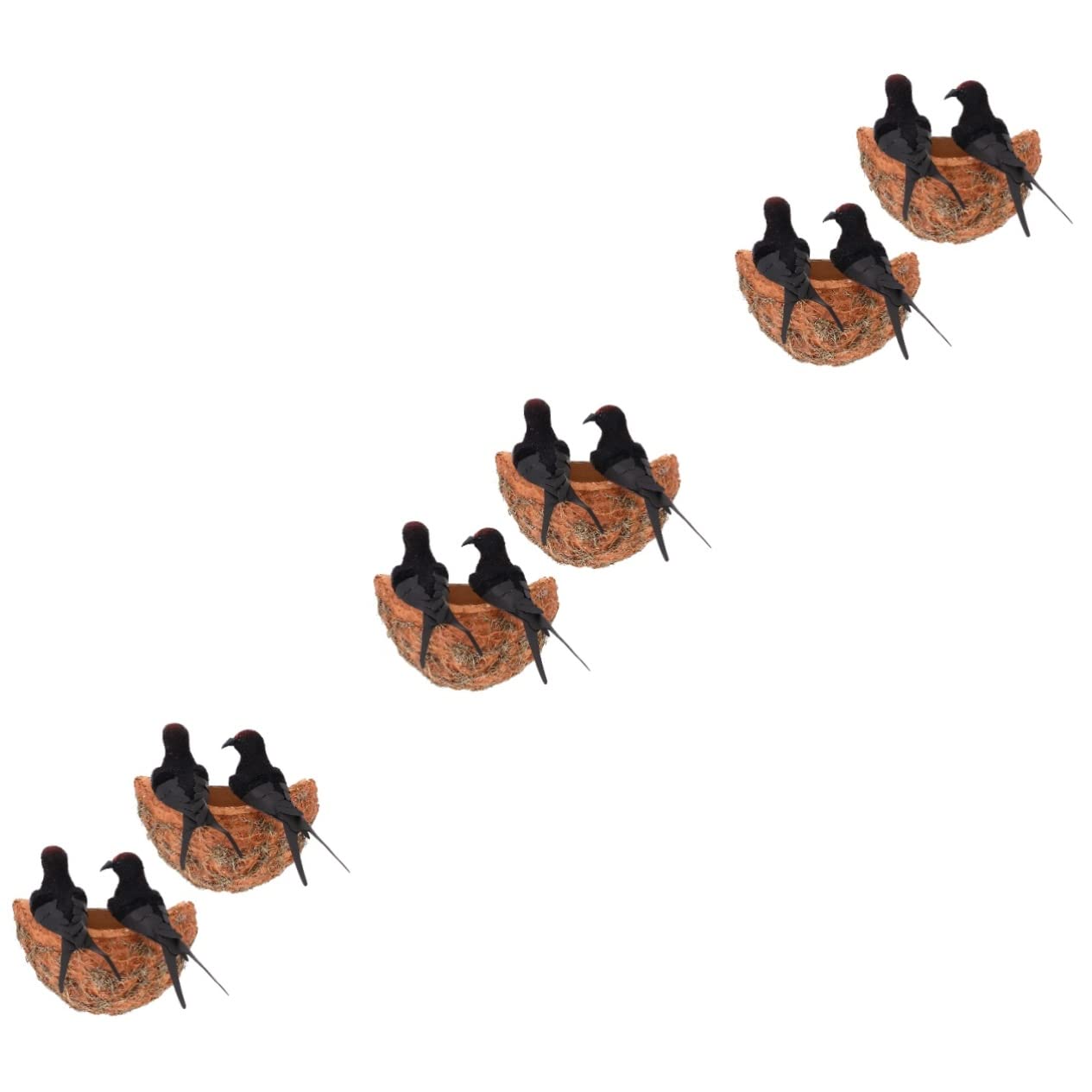 BESTonZON 6 Set Nidi Uccelli Artificiali con Swallow Decorativi per Decorazioni Casa Facile da Installare Realistici e Delicati per Spazi Esterni