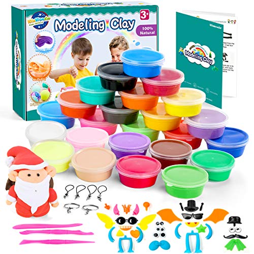 WinWonder Kit de Arcilla de Modelado, 24 Colores de Arcilla de Bricolaje, Secado al Aire, Arcilla Mágica Ultraligera con Herramientas de Modelado no Pegajosas, Gran Regalo para Niños y Adultos