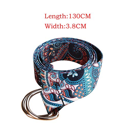 Women Double Ring Colorful Canvas Belt Metal Buckle Long Belts Casual Belts For Female2