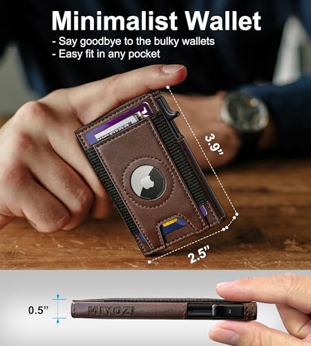 Airtag Wallet for Men, Slim Pop Up Credit Card Holder RFID Blocking Mens Minimalist wallet for 7-9 Cards ID Window, with Gift Box3