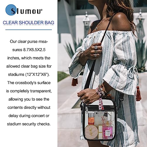 Image of Clear Bag for Stadium Events - Sports Messanger Bag Small Mini Clear Purse for Fan, Concert, Work, Travel
