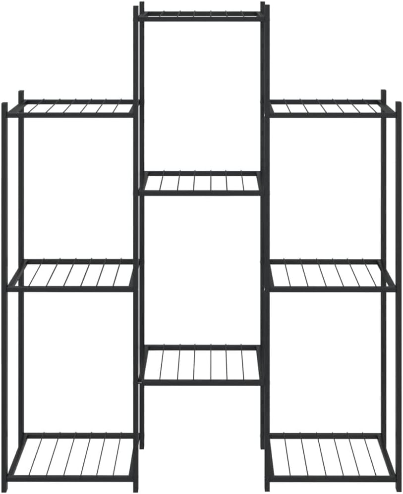 vidaXL Flower Stand, Outdoor Plant Shelf Stand, Multiple Flower Pot Holder for Living Room Patio, Storage Display Rack, Black Iron