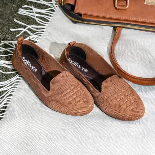 Image of Indifeet - Ballerina Shoes for Women, Stylish Half Cut Slip on, Girls Soft Winter Footwear, Ladies Comfortable Sole Walking Ballet Shoe, Casual Slip-on Ballerinas